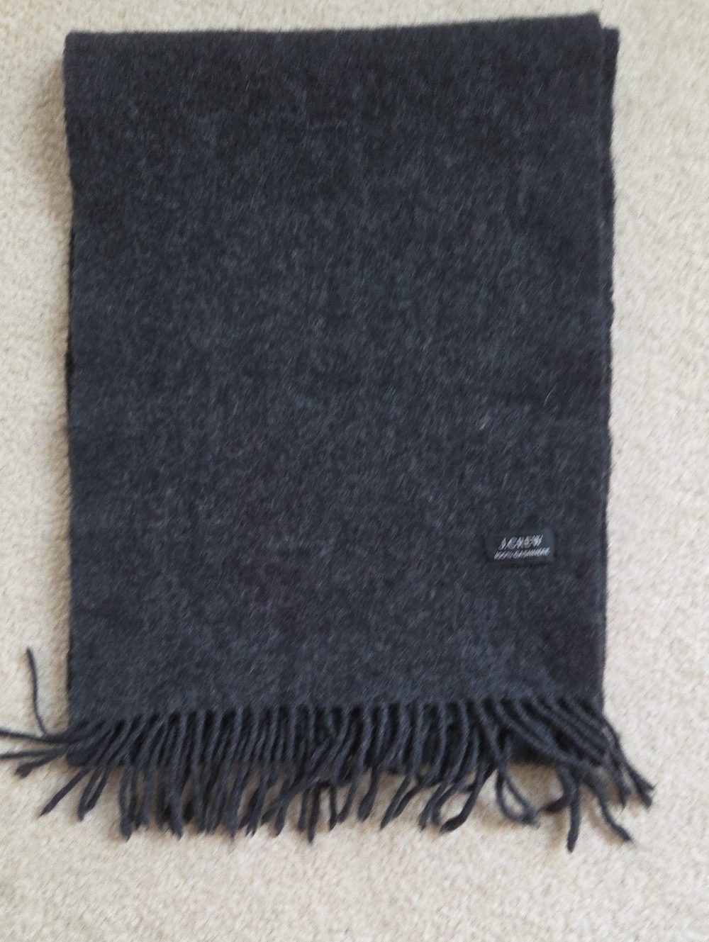 J. Crew Men's Charcoal Gray Wool Fringe Scarf